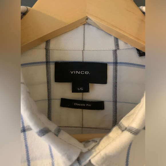 Men’s, Vince L-Sleeve Checked Button-Up, White. Size L - Picture 3 of 7